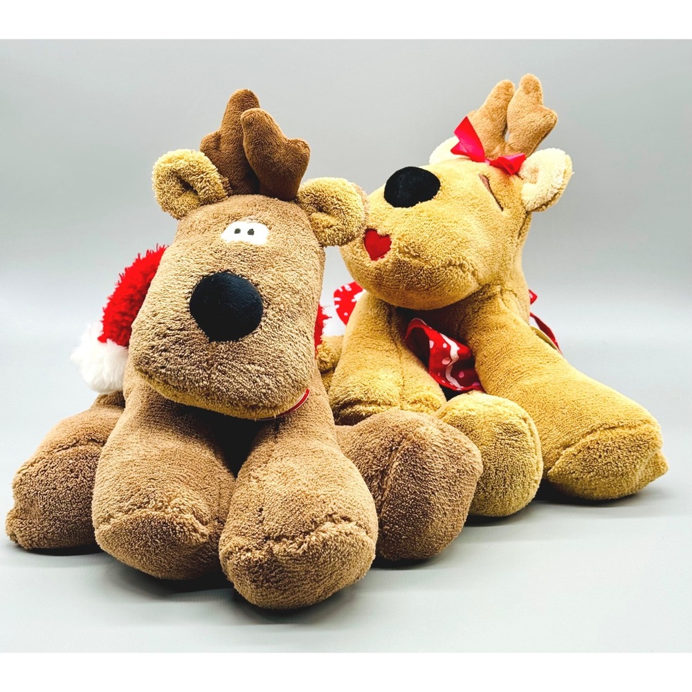 Hallmark Rodney Rhonda Reindeer Plush Christmas Stuffed Animal Set 14 inch Large